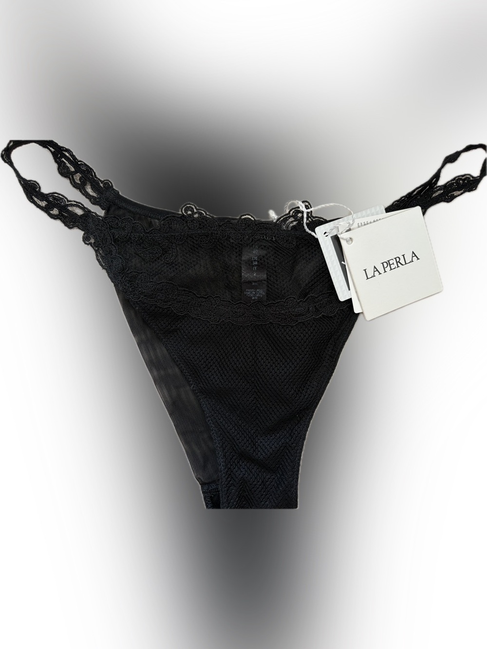 NWT La Perla Black Lace Bikini Thong